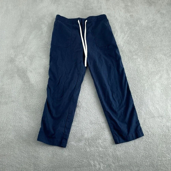 Womens Navy Blue Drawstring Waist Cotton Blend Pants Size 8 3217 - Picture 1 of 10